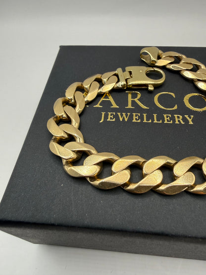 9ct Gold Curb Bracelet 9" 13.5mm 56g
