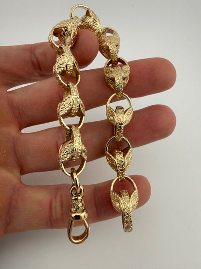 9ct Gold Tulip Bracelet 7.9" 11MM 35.35G