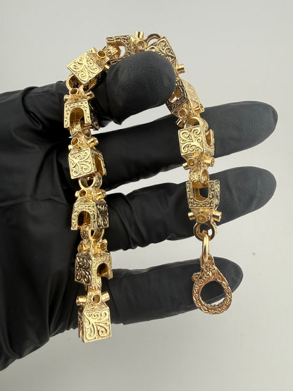 9ct Gold Lego Bracelet 8.45" 11mm 42g