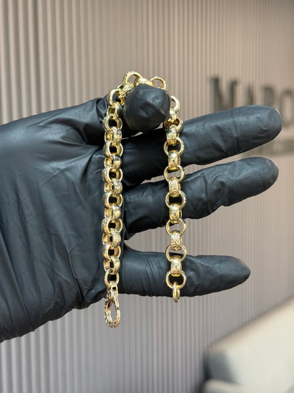9ct Gold Belcher Bracelet 8.75" 9mm 31.2g