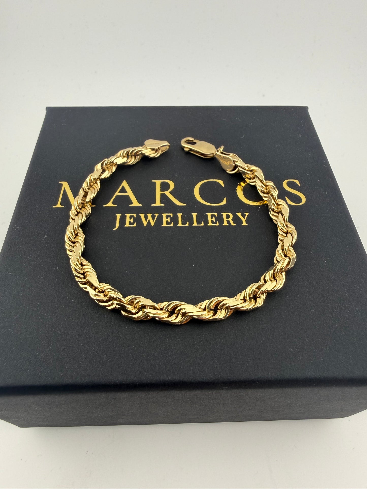 9ct Solid Gold Diamond Cut Rope Bracelet 7.2" 6mm 14.3g