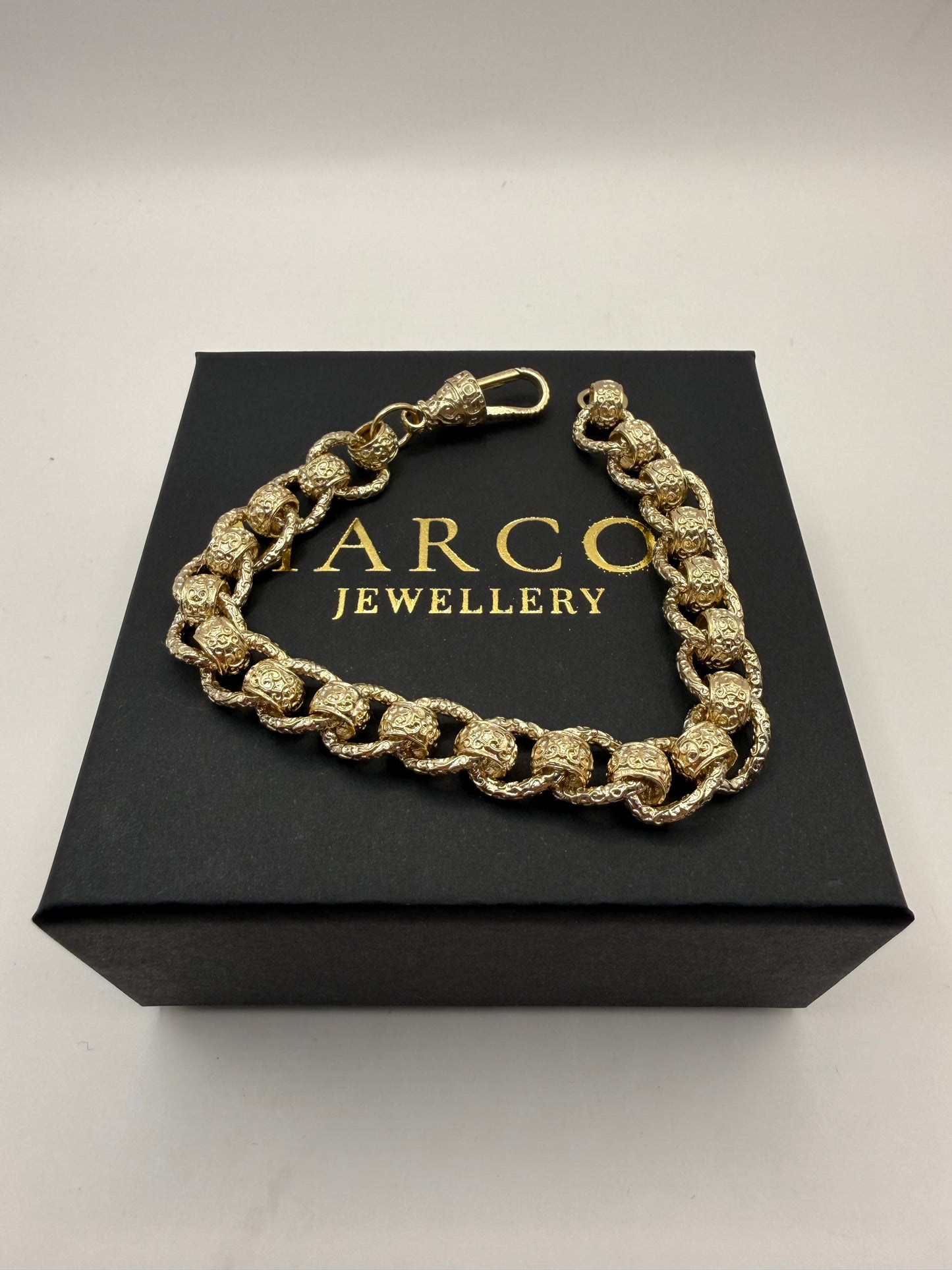 9ct Gold Roller Ball Bracelet 9.25" 11mm 42.96g