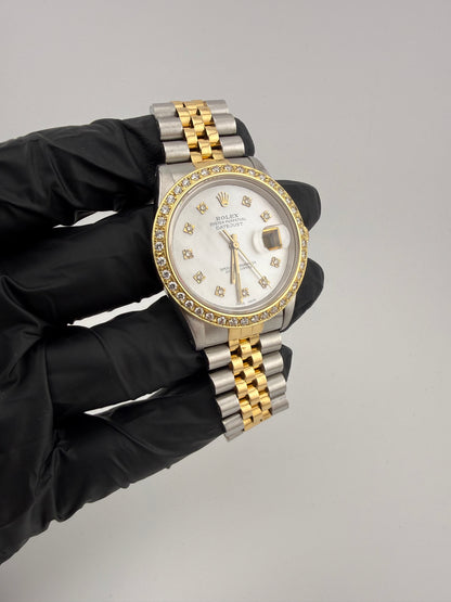 Rolex Datejust 36mm 16233 Year 1989 Pearl Diamond Dot Dial