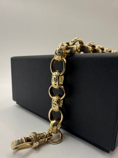 9ct Gold Belcher Bracelet 9.6" 10-11mm 29.1g