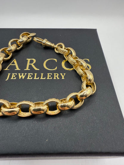 9ct Gold Belcher Bracelet 9" 9-10mm 21.95g