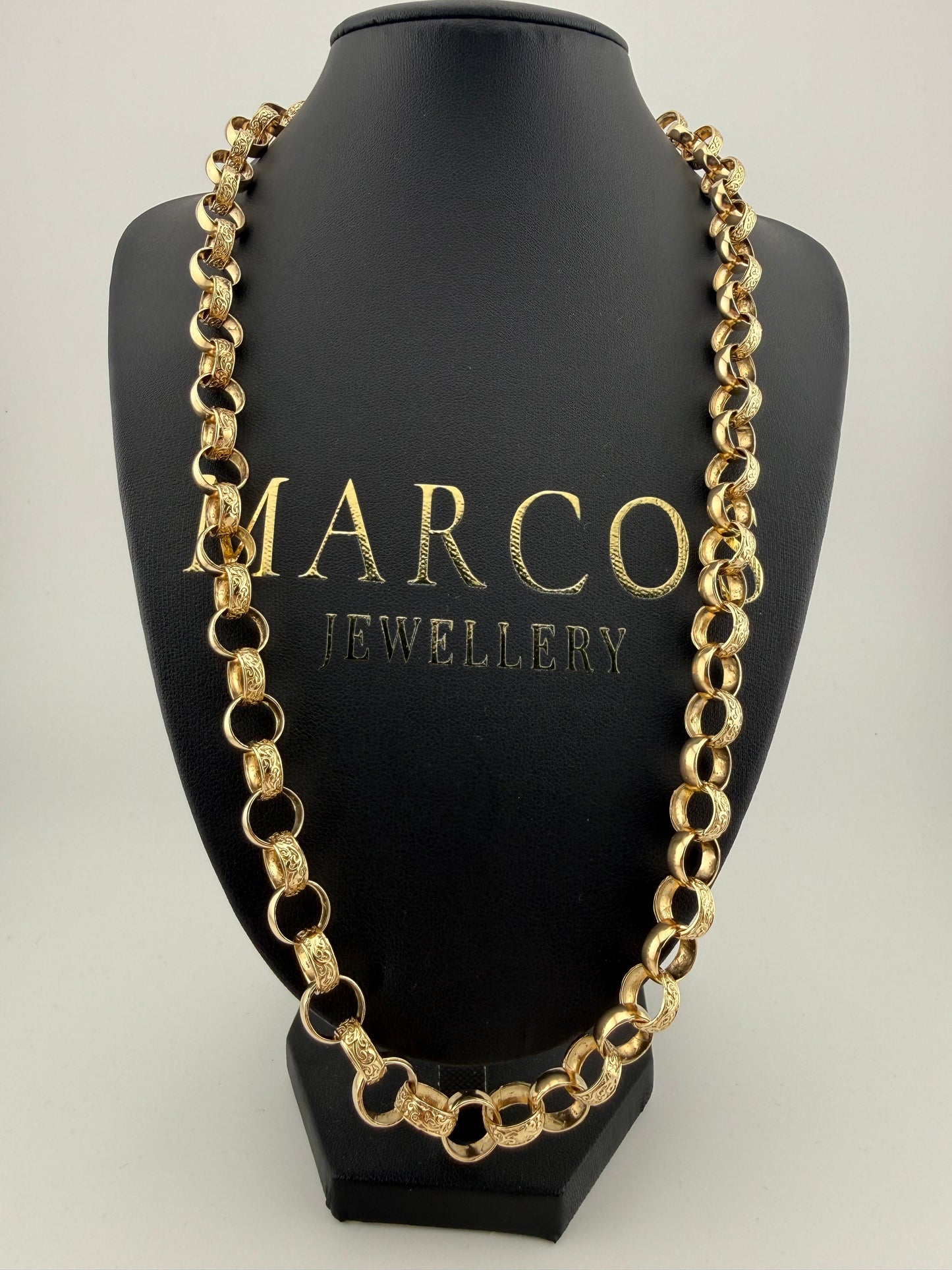 9ct Gold Belcher Chain 24.4" 10mm 53.3g