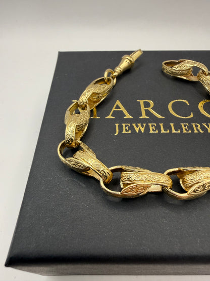 9ct Gold Tulip Bracelet 8.75" 9mm 26.6g