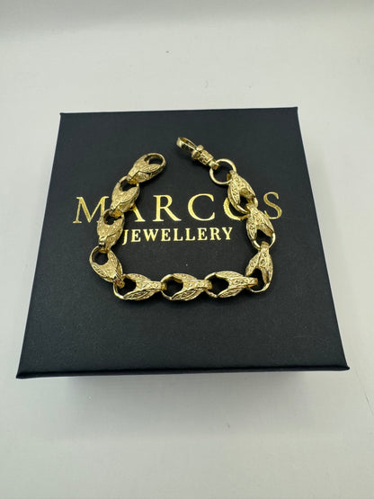 9ct Solid Gold Tulip Bracelet 7" 8mm 15.88g
