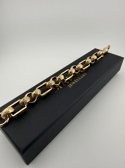 9ct Gold Gypsy Bracelet 8.75" 10/11mm 58.63g
