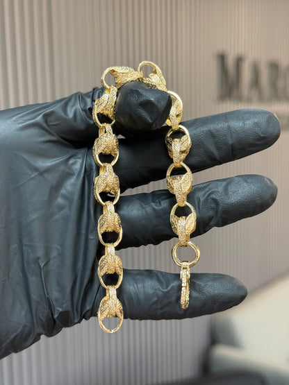 9ct Gold Tulip Bracelet 8.25" 10mm 23.3g