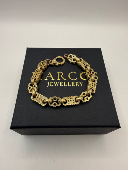 9ct Gold Stars & Bars Bracelet 8.25" 10mm 27.3g