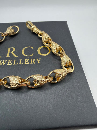 9ct Gold Tulip Bracelet 8.75" 8mm 27.26g