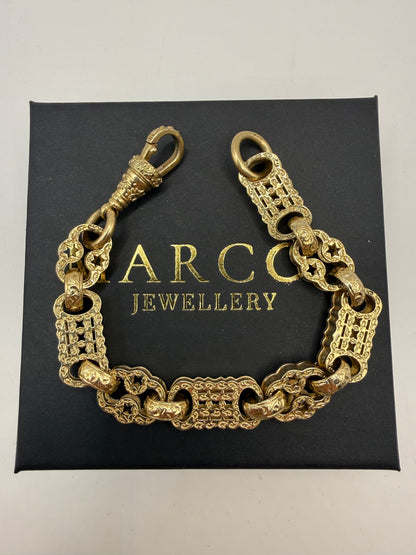 9ct Gold Stars & Bars Bracelet 9" 12mm 52.3g