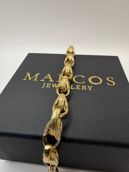 9ct Gold Tulip Bracelet 8.75" 9mm 26.6g