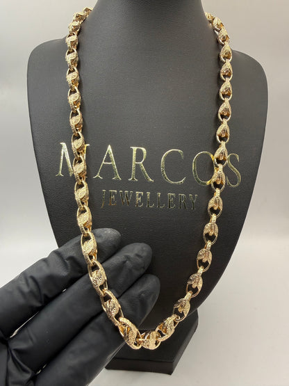 9ct Gold Tulip Chain 23.5" 8mm 77.49g