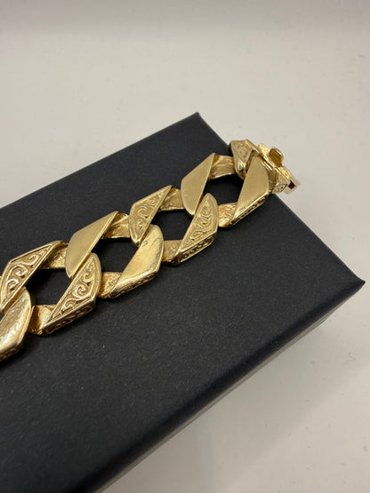 9ct gold chaps bracelet 9" 12mm 57.9g