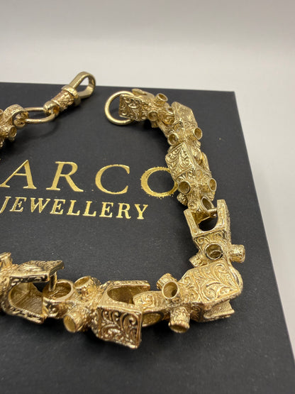 9ct Gold Lego Bracelet 9.5" 12mm 46g