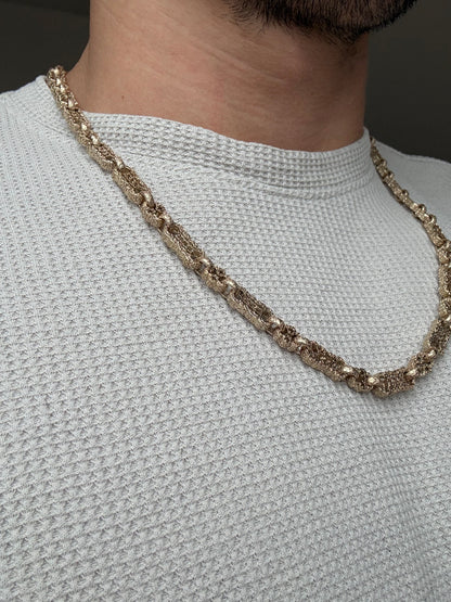 9ct Gold Stars & Bars Chain 24.5" 7mm 62.94g