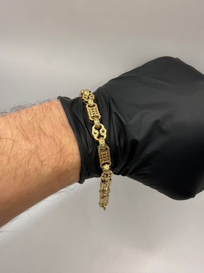 9ct Gold Stars & Bars Bracelet 9.25" 9mm 28.23g