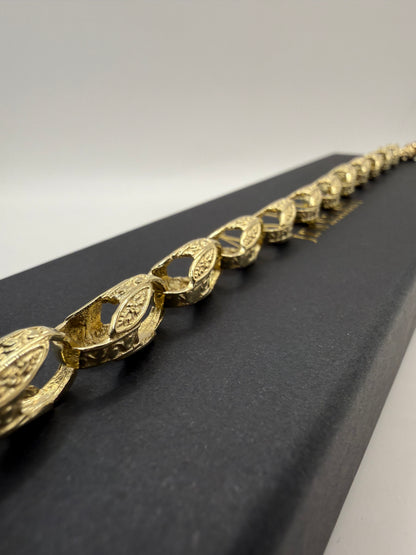 9ct Gold Tulip Bracelet 9.4" 8/9mm 22.08g