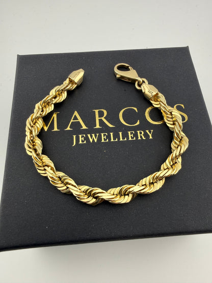 9ct Solid Gold Rope Bracelet 7.5" 7-8mm 26.1g