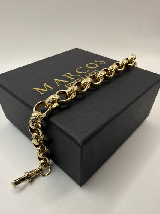 9ct Gold Belcher Bracelet 9.6" 10-11mm 29.1g