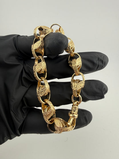 9ct Gold Tulip Bracelet 7.9" 11MM 35.35G