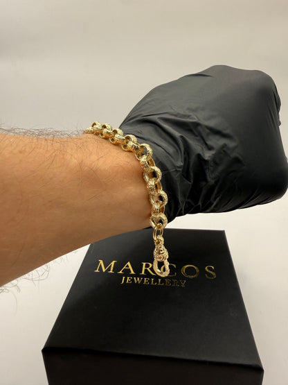 9ct Gold Belcher Bracelet 6.5" 8.5mm 16.4g