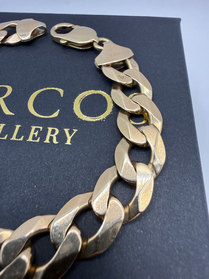 9ct Gold Curb Bracelet 9" 11/12mm 35.48g