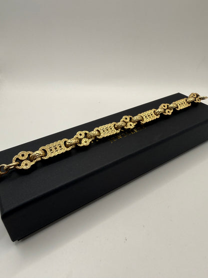 9ct Gold Stars & Bars Bracelet 9.4" 13/14mm 54.1g approx