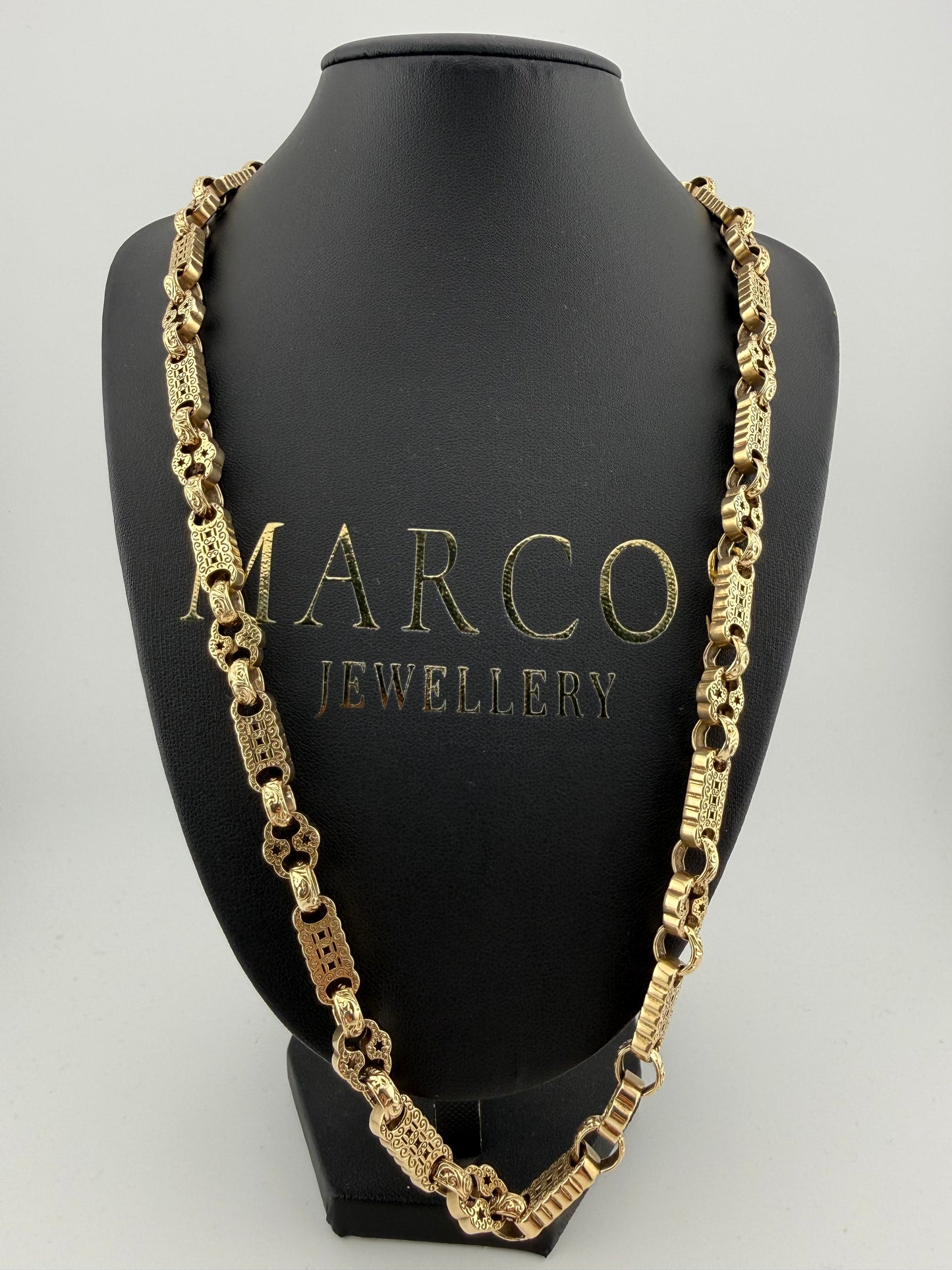 9ct Gold Stars & Bars Chain 25.75" 10mm 78.6g