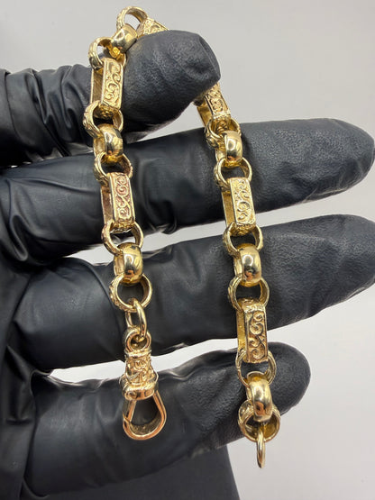 9ct Gold Gypsy Bracelet 6.75" 7.5mm 17.8g