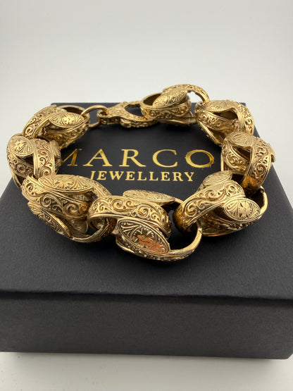 9ct Gold Tulip Bracelet 10” 18mm 96.47g