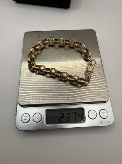 9ct Gold Belcher Bracelet 8.5" 11mm 23.7g