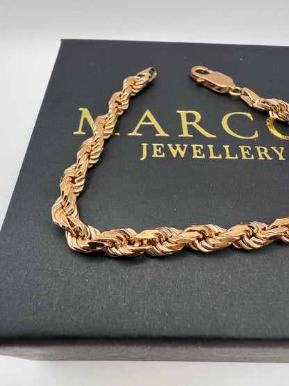 9ct Solid Gold Rope Bracelet 8" 5-6mm 18.59g