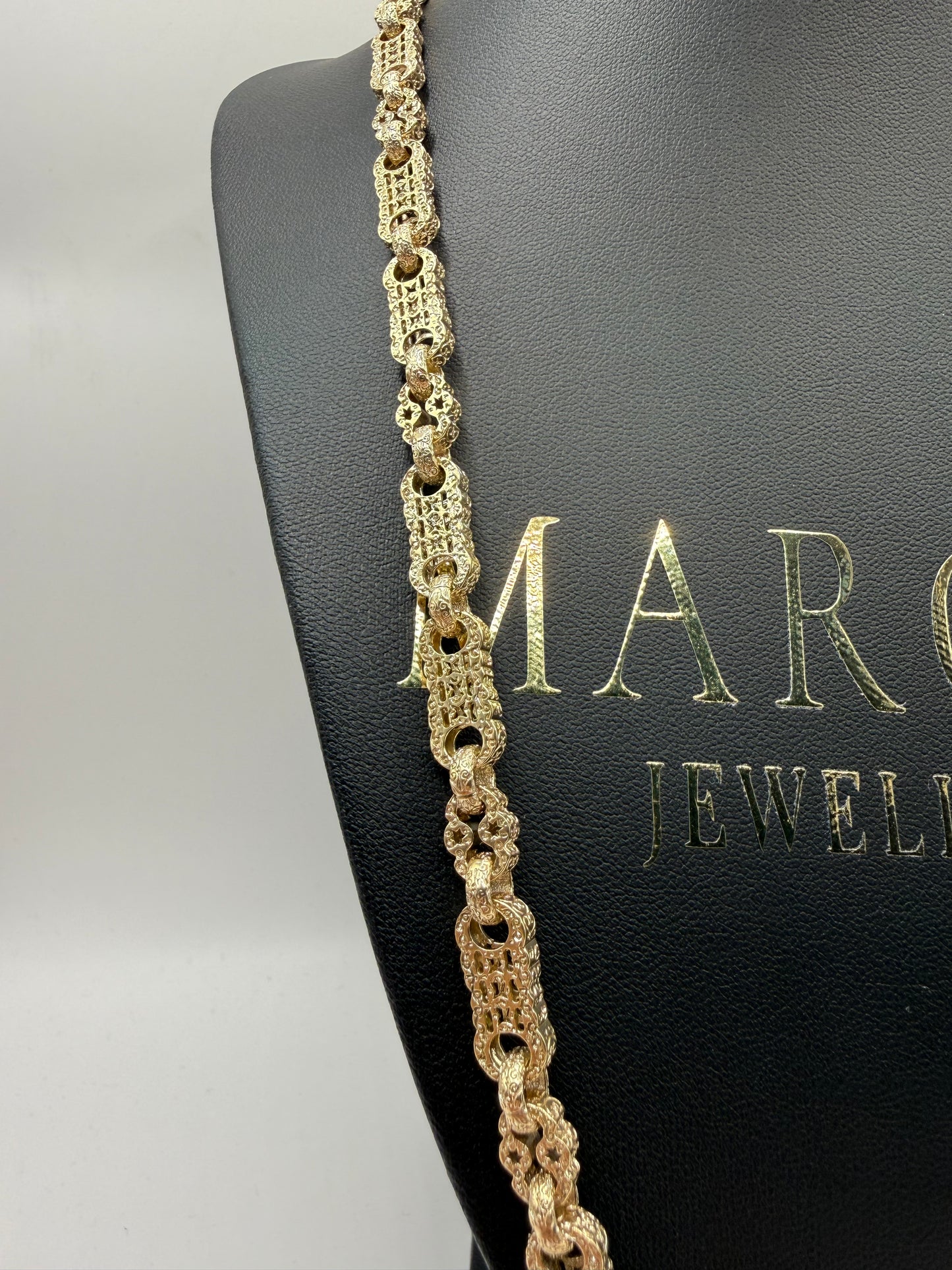 9ct Gold Stars & Bars Chain 24.5" 7mm 62.94g