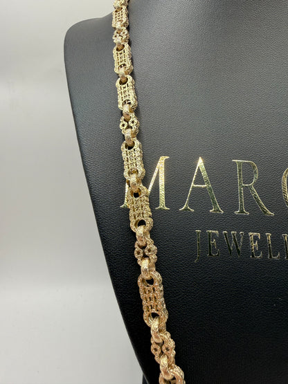 9ct Gold Stars & Bars Chain 24.5" 7mm 62.94g