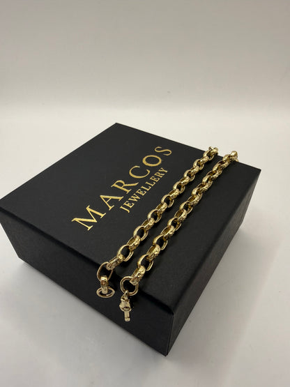 9ct Gold Baby Belcher Bracelet 5.4” 6mm 7.1g