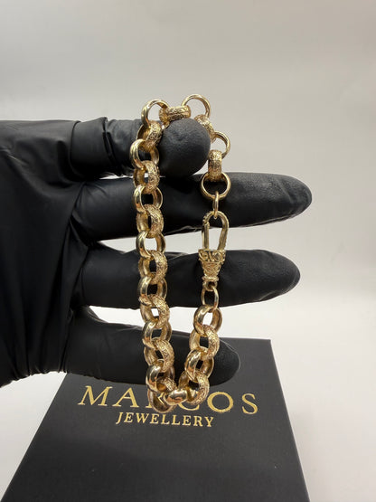 9ct Gold Belcher Bracelet 8.5" 11mm 23.6g