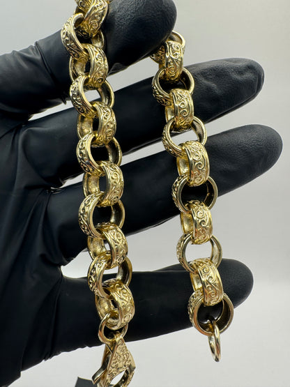 9ct Gold Belcher Bracelet 9.75” 12mm 55g