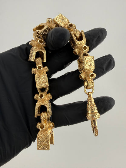9ct Gold Lego Bracelet 9.5" (fits 8.5” due to thickness) 16.5mm 92.1g