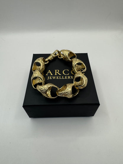 9ct Gold XL Acorn Bracelet 9.75" 19mm 94.48g