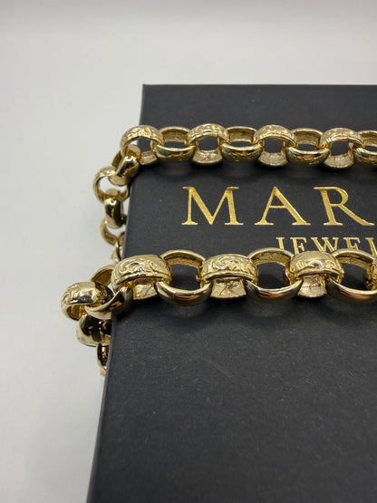 9ct Gold Belcher Bracelet 8.5" 10-11mm 24.3g