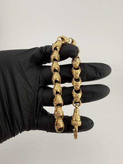 9ct Gold Acorn Bracelet 8" 10mm 31.76g