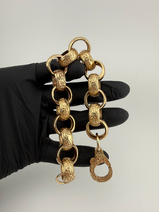 9ct Gold XL Belcher Bracelet 10" 19.5mm 74.74g