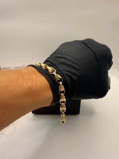 9ct Gold Tulip Bracelet 7.5" 8mm 22.96g