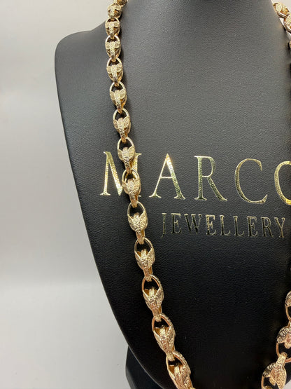 9ct Gold Tulip Chain 23.5" 8mm 77.49g