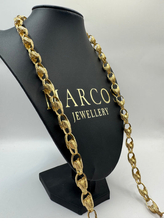 9ct Gold Tulip Chain 35” 10.5mm 96.5g