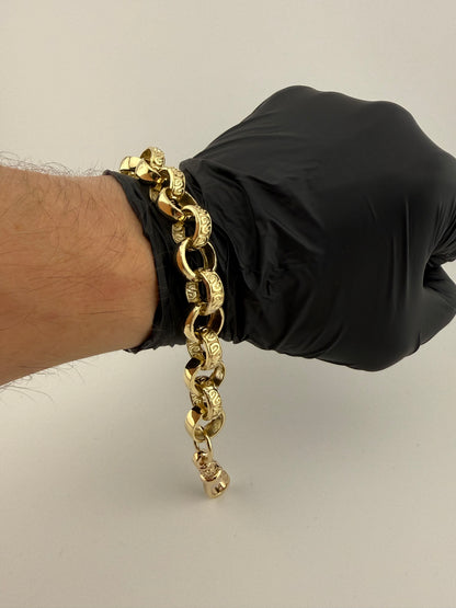 9ct Gold Belcher Bracelet 9.5” 14mm 44.65g