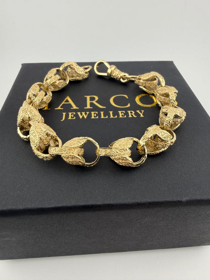 9ct Gold Tulip Bracelet 8.5" 11mm 27.84g